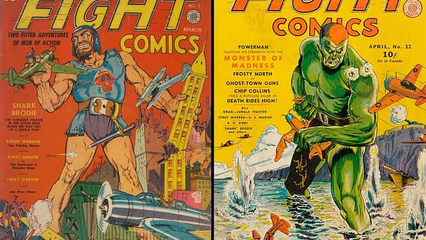 Fight Comics #3 (Fiction House, 1940), Fight Comics #12 (Fiction House, 1941) featuring Power Man.
