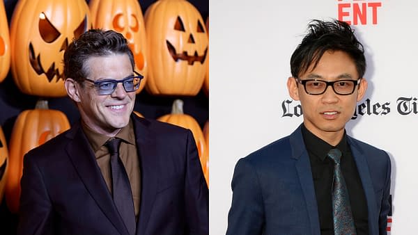 Jason Blum at the Halloween Ends World Premiere at the TCL Chinese Theater IMAX on October 11, 2022 in Los Angeles, CA, James Wan at the 2016 Los Angeles Film Festival - The Conjuring 2 Premiere at TCL Chinese Theater IMAX on June 7, 2016, photos by Kathy Hutchins / Shutterstock.com