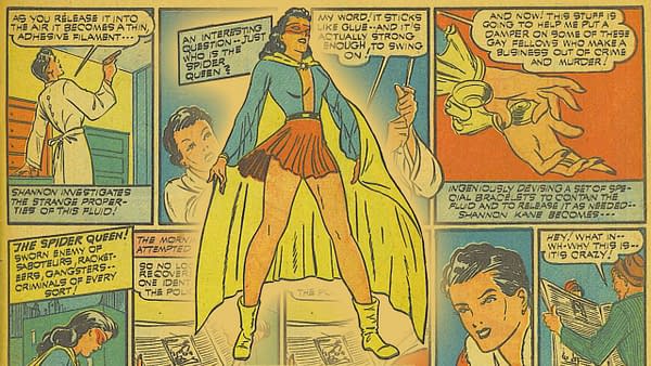 Spider Queen's debut in The Eagle #2 (Fox, 1941).