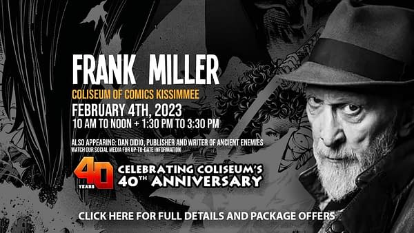 Banner for Coliseum Of Comics Frank Miller event