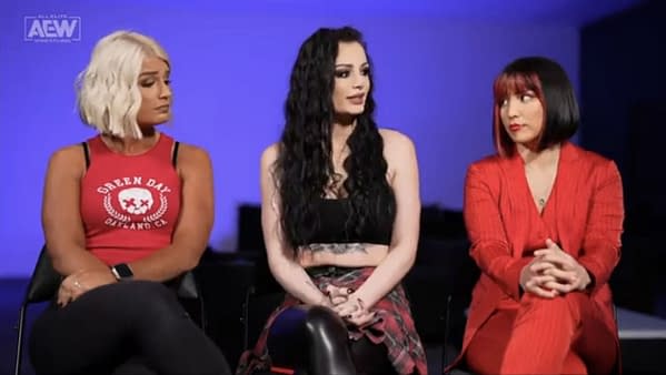 Saraya, Toni Storm, and Hikaru Shida sit for an interview on AEW Dynamite