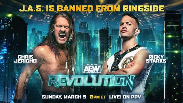 AEW Revolution promo graphic - Chris Jericho vs. Ricky Starks
