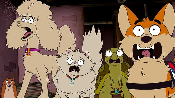 HOUSEBROKEN, from left: Honey (voice: Lisa Kudrow), Max (voice: Tony Hale),  Who's a Scaredy Cat?, (Season 2, ep. 204, aired Apr. 2, 2023). photo: ©Fox  / Courtesy Everett Collection Stock Photo - Alamy