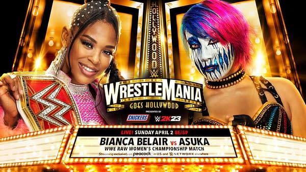 WrestleMania Sunday Promo Graphic: Bianca Belair vs. Asuka. Courtesy WWE. The Chadster loves you, WWE. Thank you so much for the graphic.