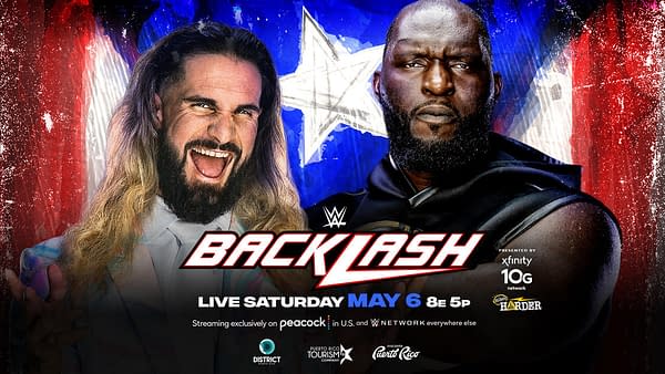 WWE Backlash Preview Graphic for Seth Rollins vs. Omos