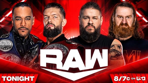 The graphic for the main event of WWE Raw tonight could serve as either a match advertisement or a browsing catalog at the beard stylist.