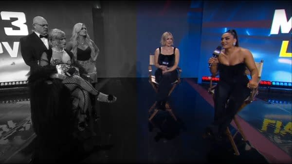 Timeless Toni Storm, with Luther and Mariah May, sites down with opponent Deonna Purrazzo for an interview with Renee Paquette on AEW Dynamite