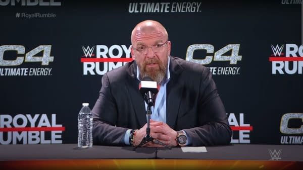 Triple H answers questions at a press conference following the 2024 WWE Royal Rumble
