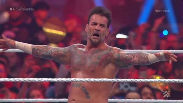 CM Punk competes in the Royal Rumble, his first televised match since returning to WWE.