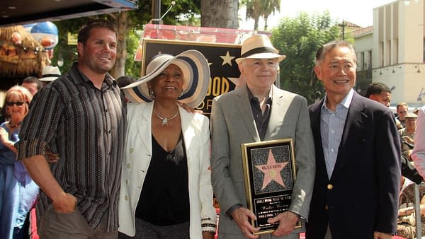 Rod Roddenberry, Nichelle Nichols, Walter Koenig, George Takei at the Walter Koenig Star on the Hollywood Walk of Fame, Hollywood, CA 09-10-12, photo by s_bukley/Shutterstock.com.