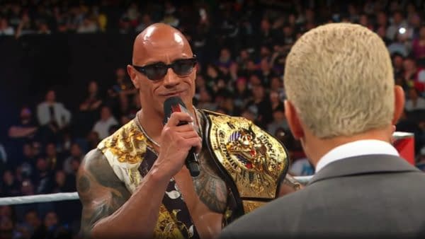 The Rock speaks to Cody Rhodes on the WWE Raw after WrestleMania XL