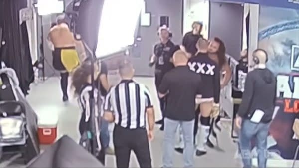 Screencap of footage of CM Punk attacking Jack Perry was shown on AEW Dynamite last night, totally cheesing The Chadster off.