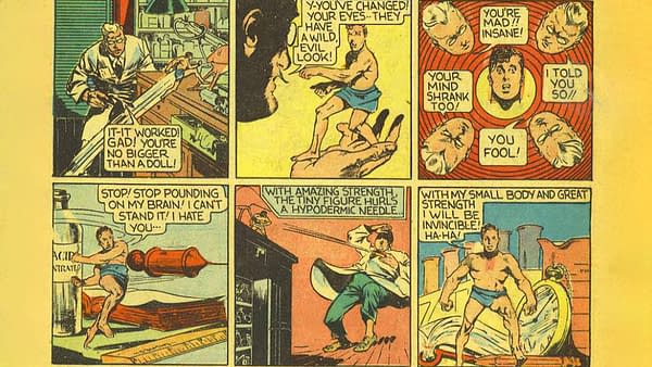 Doll Man's origin moment in Feature Comics #27 (Quality, 1939)