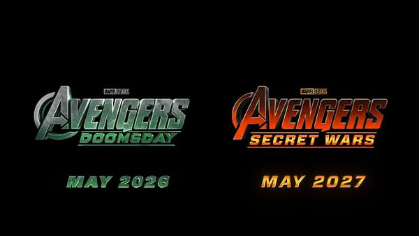 Avengers: Doomsday and Avengers: Secret Wars logos revealed at SDCC 2024, courtesy Marvel Studios.