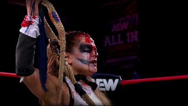 Thunder Rosa celebrates victory over Deonna Purrazzo in a Bullrope Match on AEW Collision