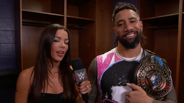 Jackie Redmond interviews Jay Uso on WWE Raw