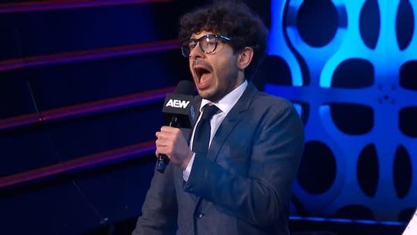 Tony Khan addresses the crowd after AEW Dynamite