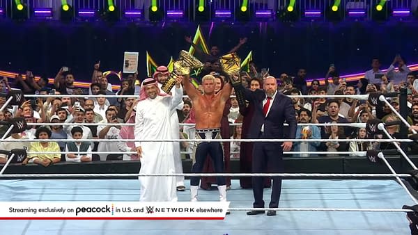 Cody Rhodes celebrates at WWE Crown Jewel