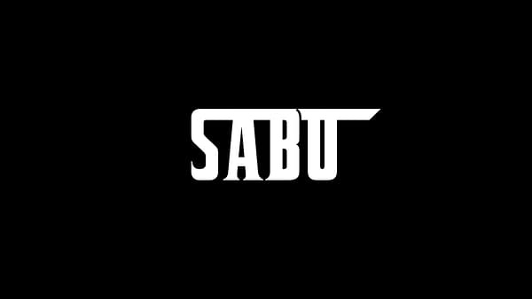 A logo for a documentary titled SABU, featuring bold white lettering against a black background.