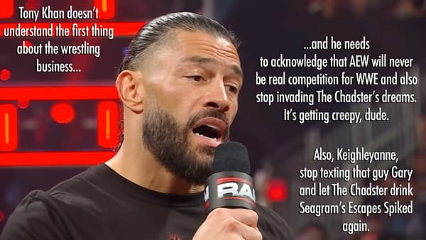 A professional wrestler passionately addresses the audience during a WWE Raw event, emphasizing a message about competition and personal stakes in the wrestling industry.