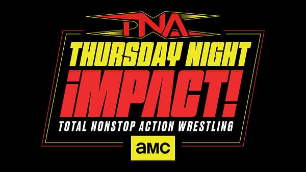 A logo for TNA Wrestling featuring bold text that reads 'THURSDAY NIGHT iMPACT!' with 'TOTAL NONSTOP ACTION WRESTLING' below it, and the abbreviation 'PNA' at the top in red. The logo is set against a black background.