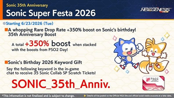 Phantasy Star Online 2 New Genesis Celebrates Sonic's 35th Anniversary
