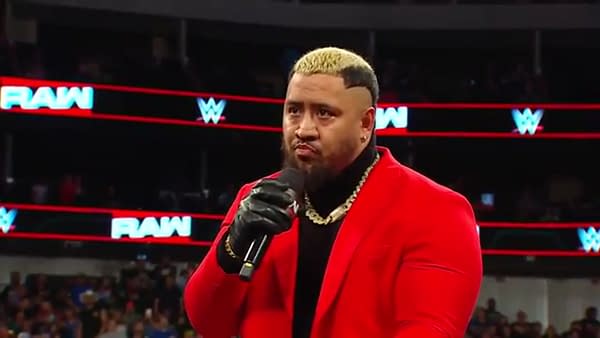 Solo Sikoa has a discussion with Jacob Fatu on WWE Raw