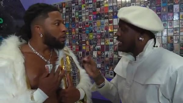 Trick Williams and Lil Yachty have a vibrant conversation backstage on WWE SmackDown