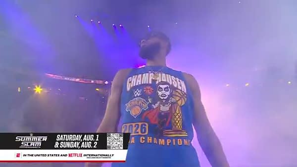 Karl-Anthony Downs appears to help Danhausen against the Judgment Day at WWE Saturday Night's Main Event