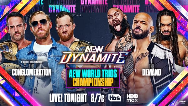 AEW World Trios Championship Match: The Conglomeration (Orange Cassidy, Kyle O'Reilly and Roderick Strong) (c) vs. The Demand (Ricochet, Bishop Kaun and Toa Liona)