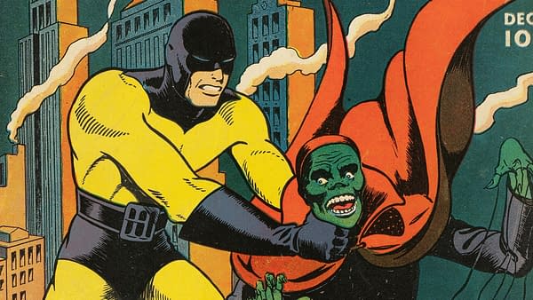 Top-Notch Comics #10 (MLJ, 1940) Al Camy cover crop showing the Black Hood battling the green-faced Skull above a city street.