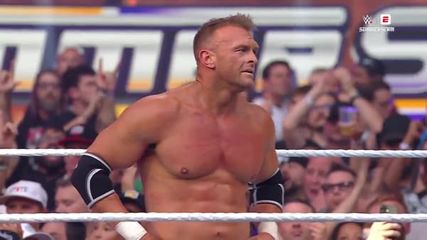 Nick Aldis takes in the crowd following his loss to Gunther at WWE SummerSlam