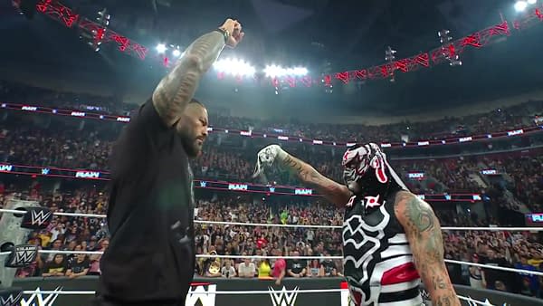 Roman Reigns and Penta face off in the ring after Penta secures the chance to lose to Roman in Mexico