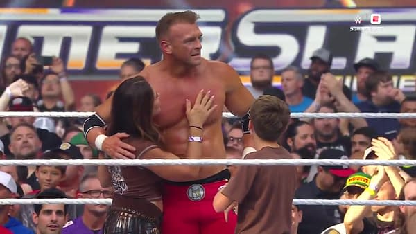 Nick Aldis celebrates losing his SummerSlam match with his family because even losing in WWE is something to be proud of
