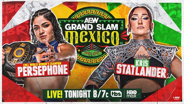 AEW Grand Slam: Mexico graphic for CMLL World Women's Champion Persephone vs. Kris Statlander.