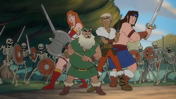 Golden Axe Stars Matthew Rhys & Liam McIntyre on Game, Humor & More