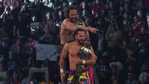 The Young Bucks celebrate victory at AEW All Out