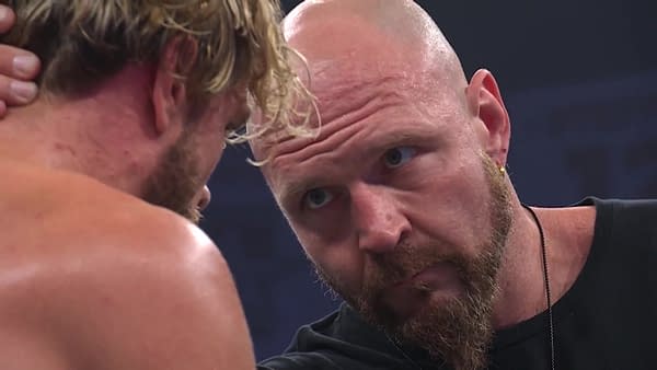 Will Ospreay and Jon Moxley share a tense moment in the ring on AEW Dynamite