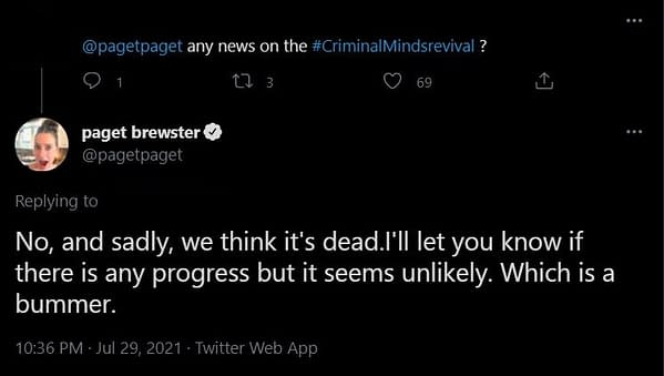 Paget Brewster's Twitter Eulogy for Criminal Minds May be Premature