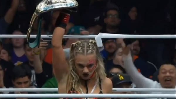 Julia Hart celebrates winning the TBS Championship at AEW Full  Gear