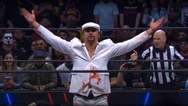 Nicholas Jackson of the Young Bucks stands tall after assaulting Sting and Darby Allin on AEW Dynamite