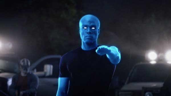 The Seventh Kavalry went looking for Dr. Manhattan, and they found him on Watchmen (courtesy of HBO).