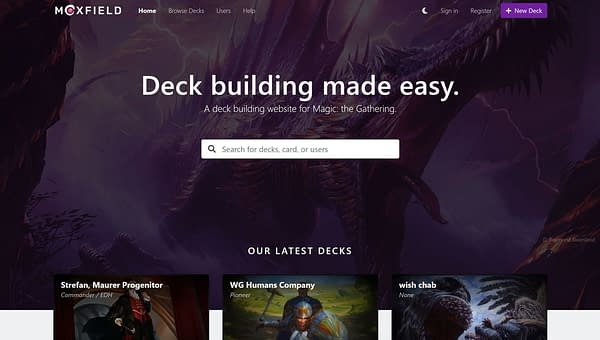 Moxfield's website for Magic: The Gathering deckbuilding made third place on our list of innovations in the age of COVID.