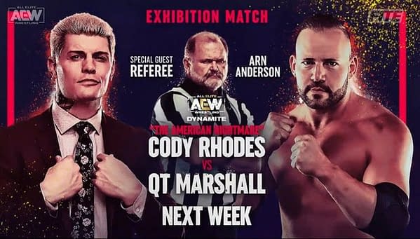 Cody Rhodes will face QT Marshall in a friendly exhibition match with Arn Anderson as the referee next week on AEW Dynamite.