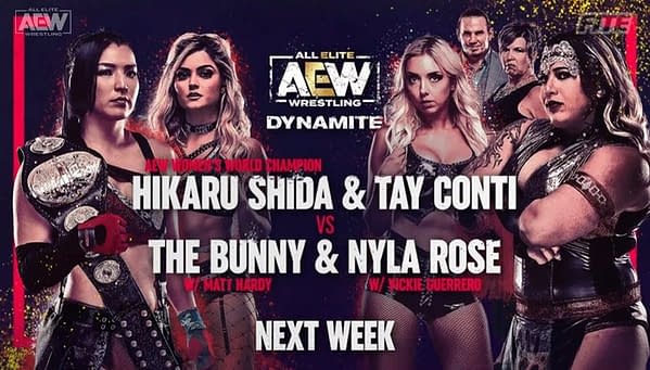 Hikaru Shida and Tay Conti will team up to face The Bunny and Nyla Rose on AEW Dynamite next week.