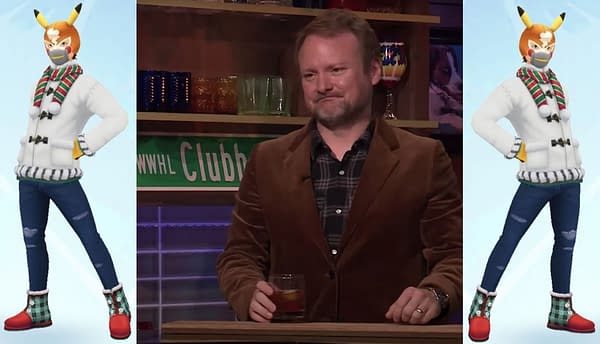 Rian Johnson and his Pokémon GO avatar. Credit: Watch What Happens Live with Andy Cohen and Niantic