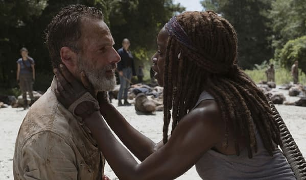 Rick and Michonne on The Walking Dead Season 9 (Image: AMC Networks)