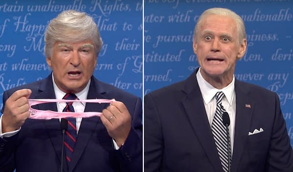 Saturday Night Live Season 46 spoofed the POTUS debate (Image: NBCU)