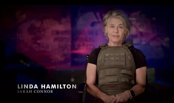 A Little BTS from 'Terminator: Dark Fate' With Hamilton, Miller, Cameron, and More