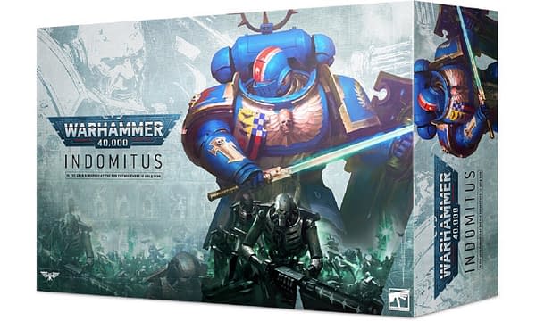 The box for Indomitus, a boxed set for the ninth edition of Warhammer 40,000 by Games Workshop.